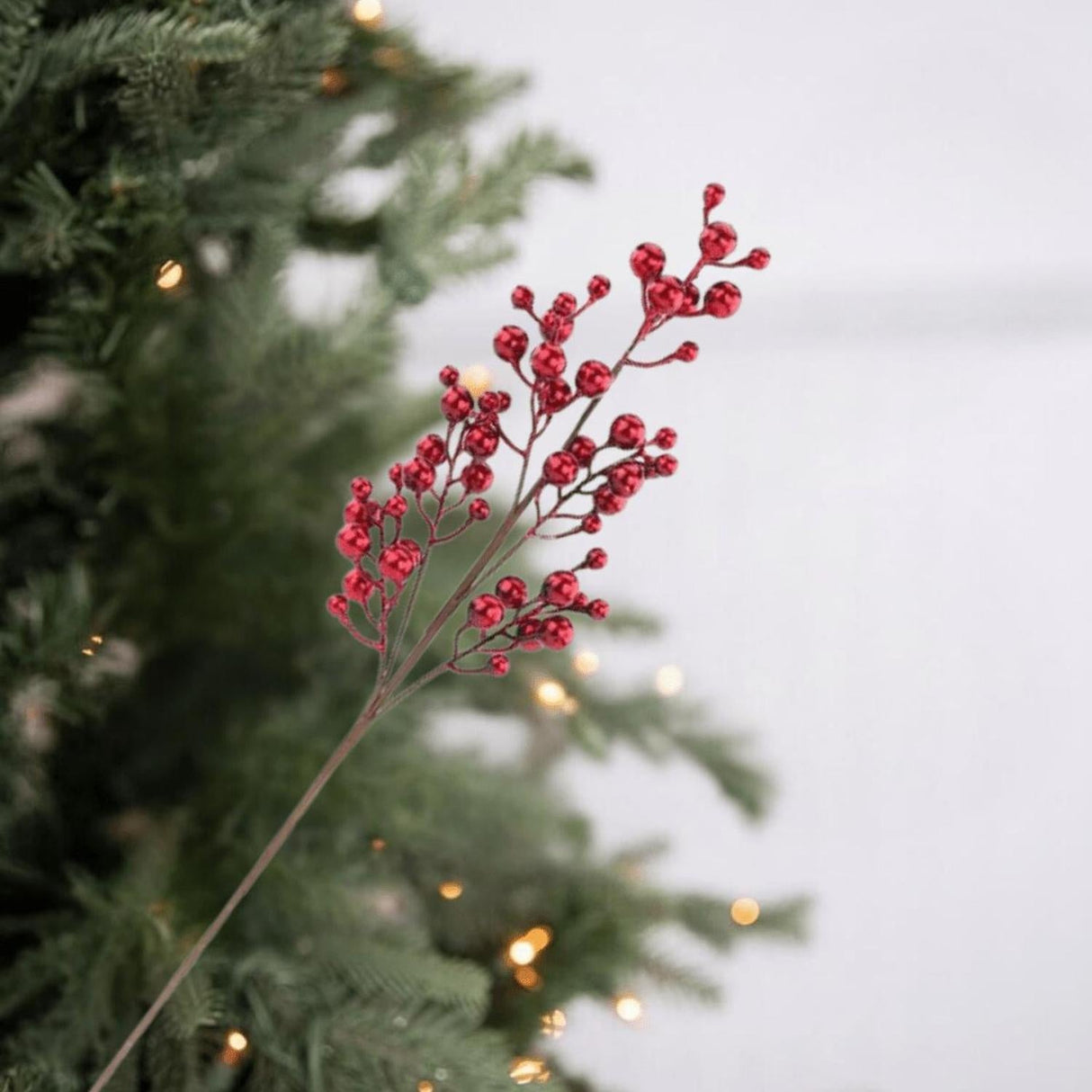 27" Metallic Crabapple Berry Spray: Red