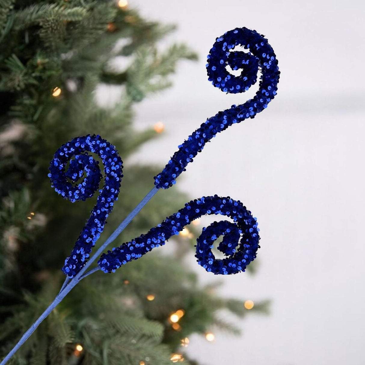 28" Sequin Curly Spray: Midnight Blue