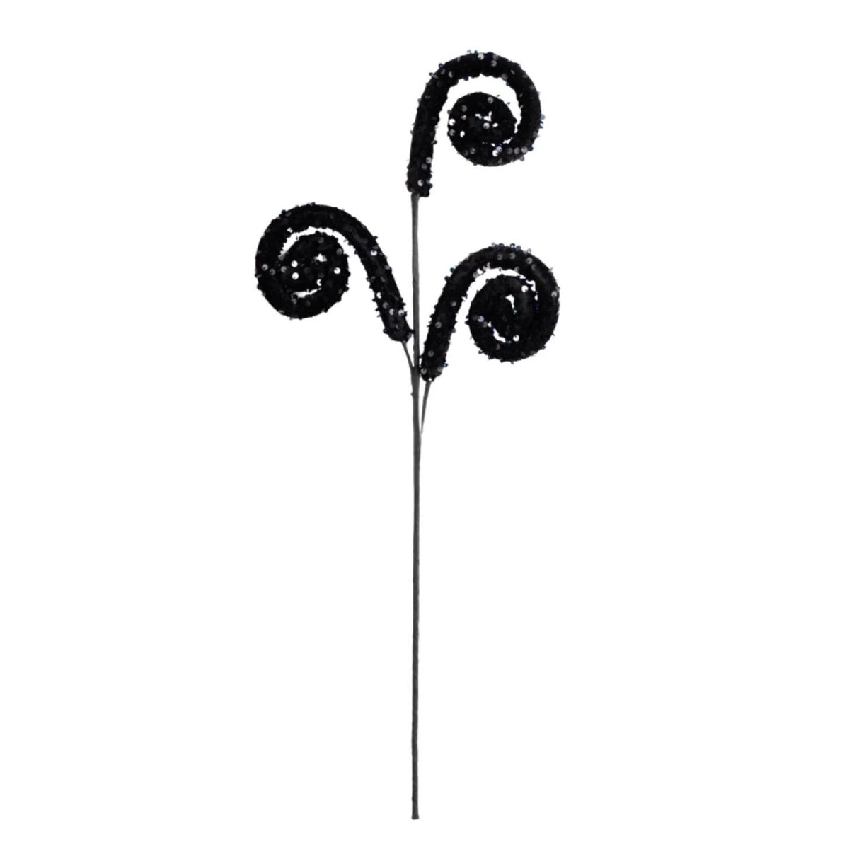 29" Glitter Scroll Curly Spray: Black