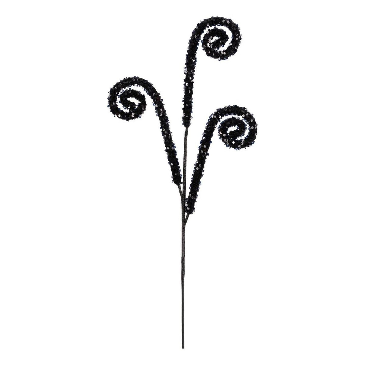 29" Sequin Curly Spray: Black