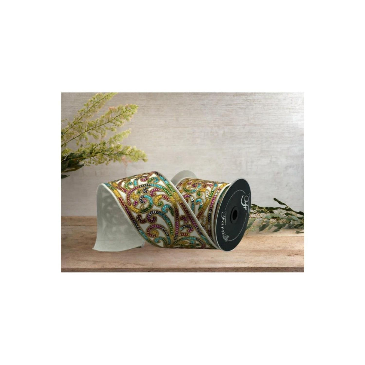 4" Carnaval Plumes Ribbon: White (5 Yards)