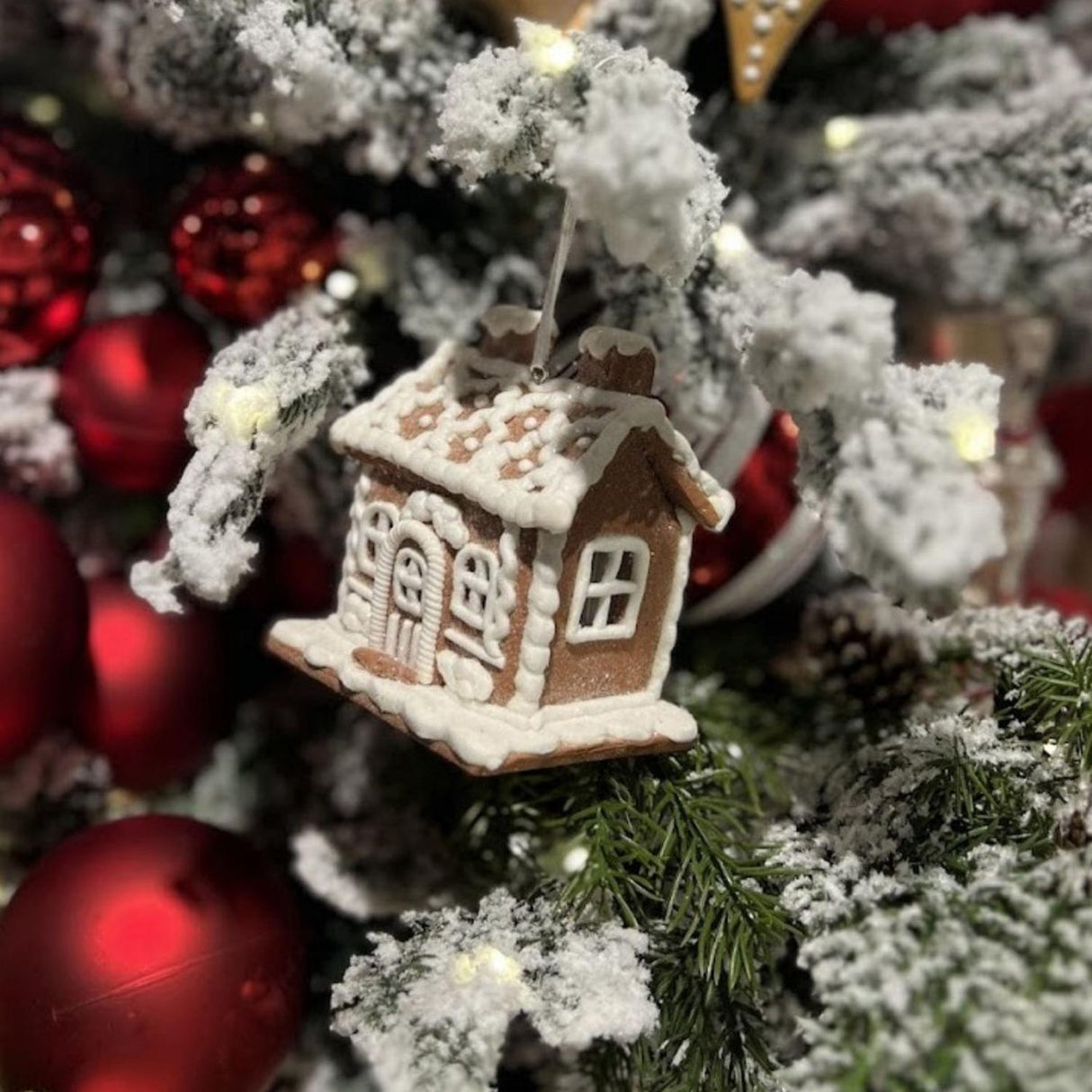 4.25" Lighted Gingerbread House Ornament (Set of 3)