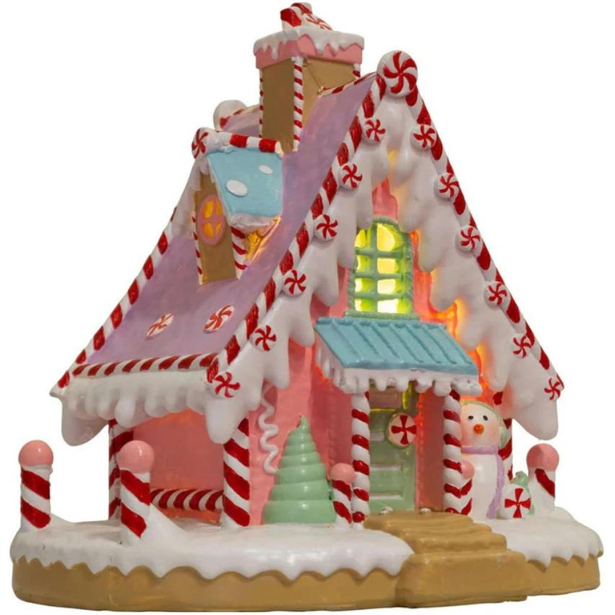 6" LED Pastel Gingerbread House