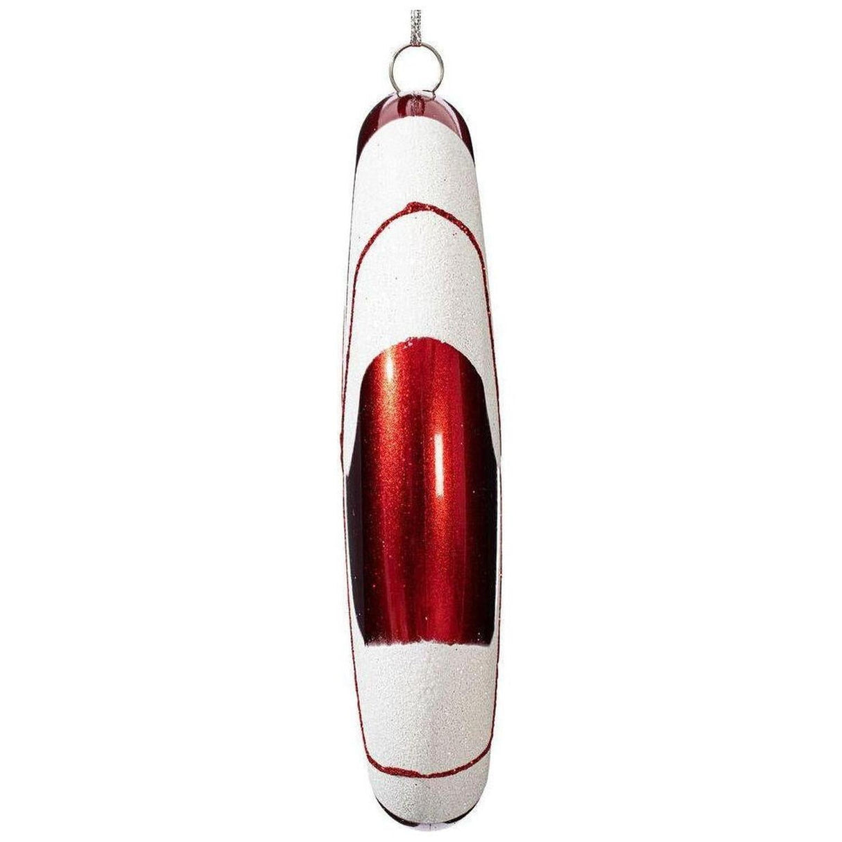 6" Red-White Swirl Flat Candy Christmas Ornament