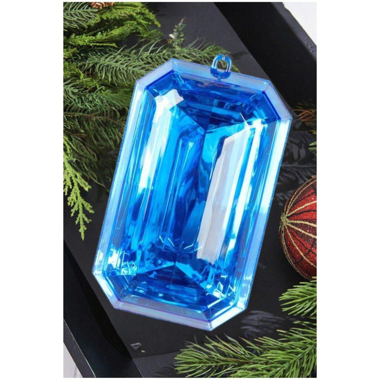 8" Acrylic Rectangle Jewel Ornament: Blue (Set of 2)