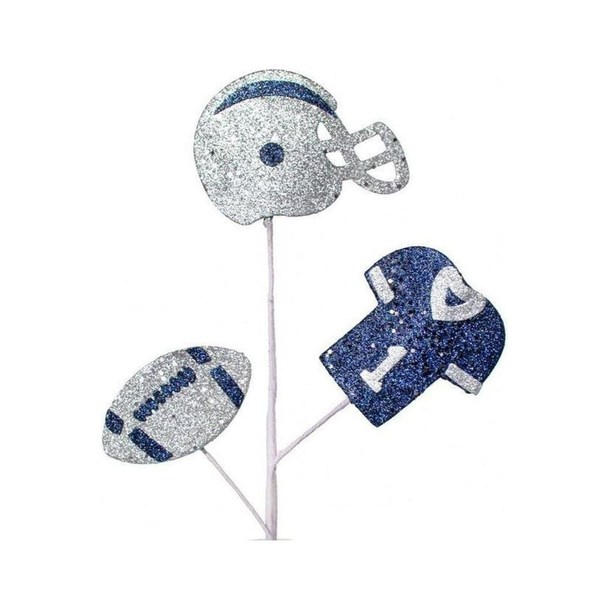 24" Glitter Helmet, Jersey, Football Pick: Navy Blue & Silver