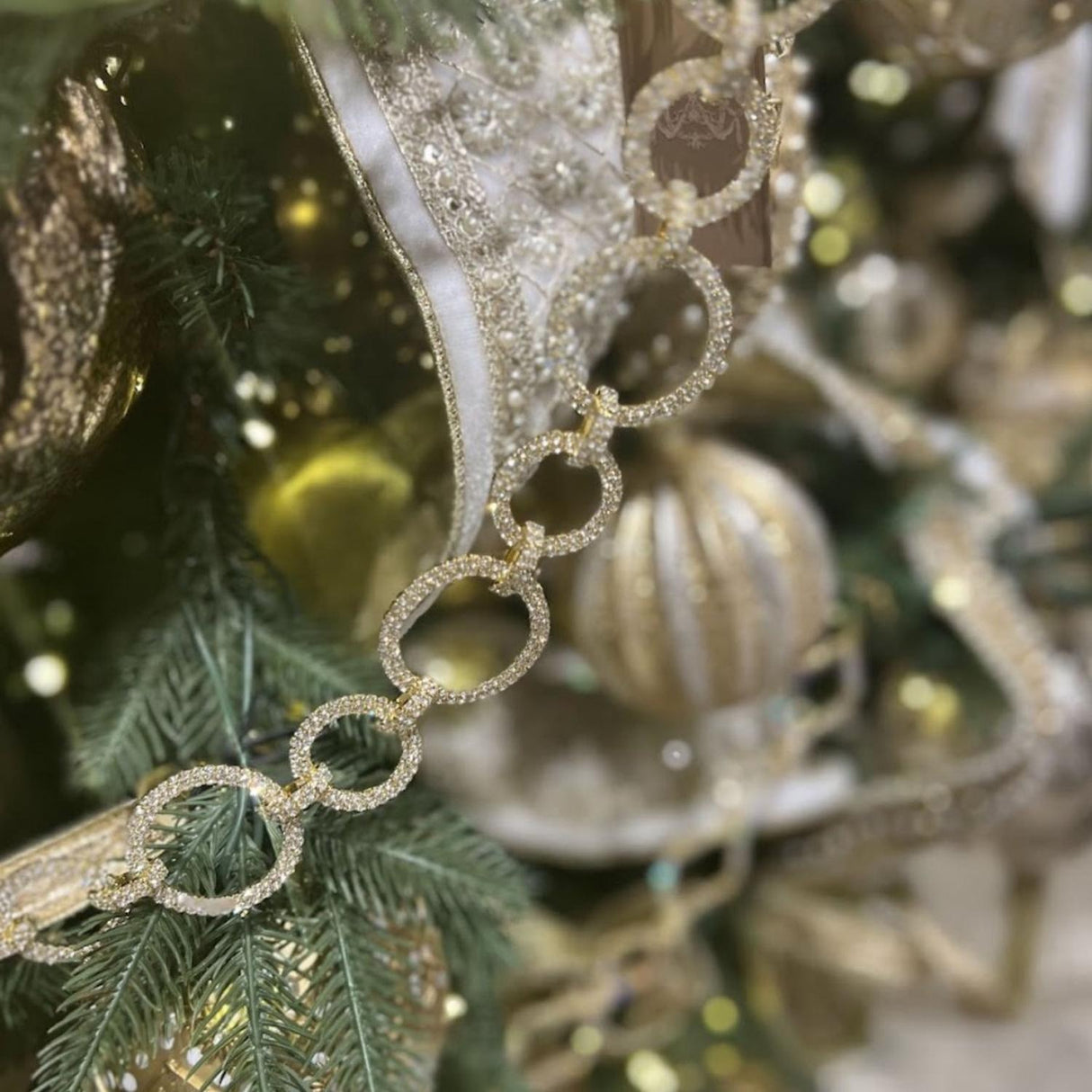 Gold Crystal Circle Christmas Garland, 36"
