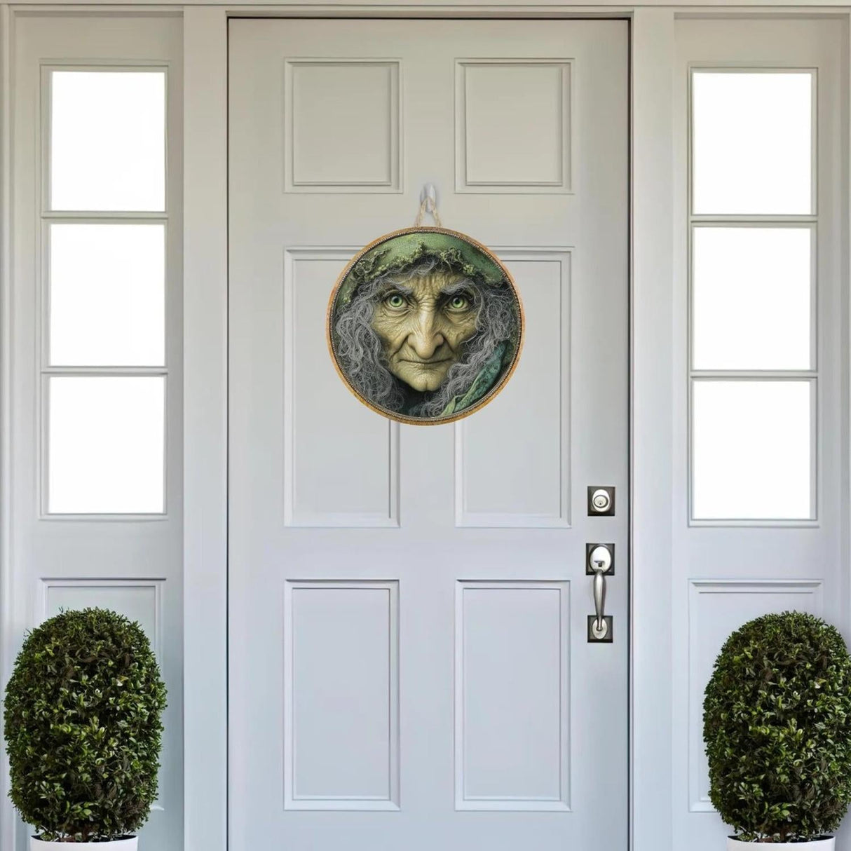 Halloween Green Witch Face Metal Sign
