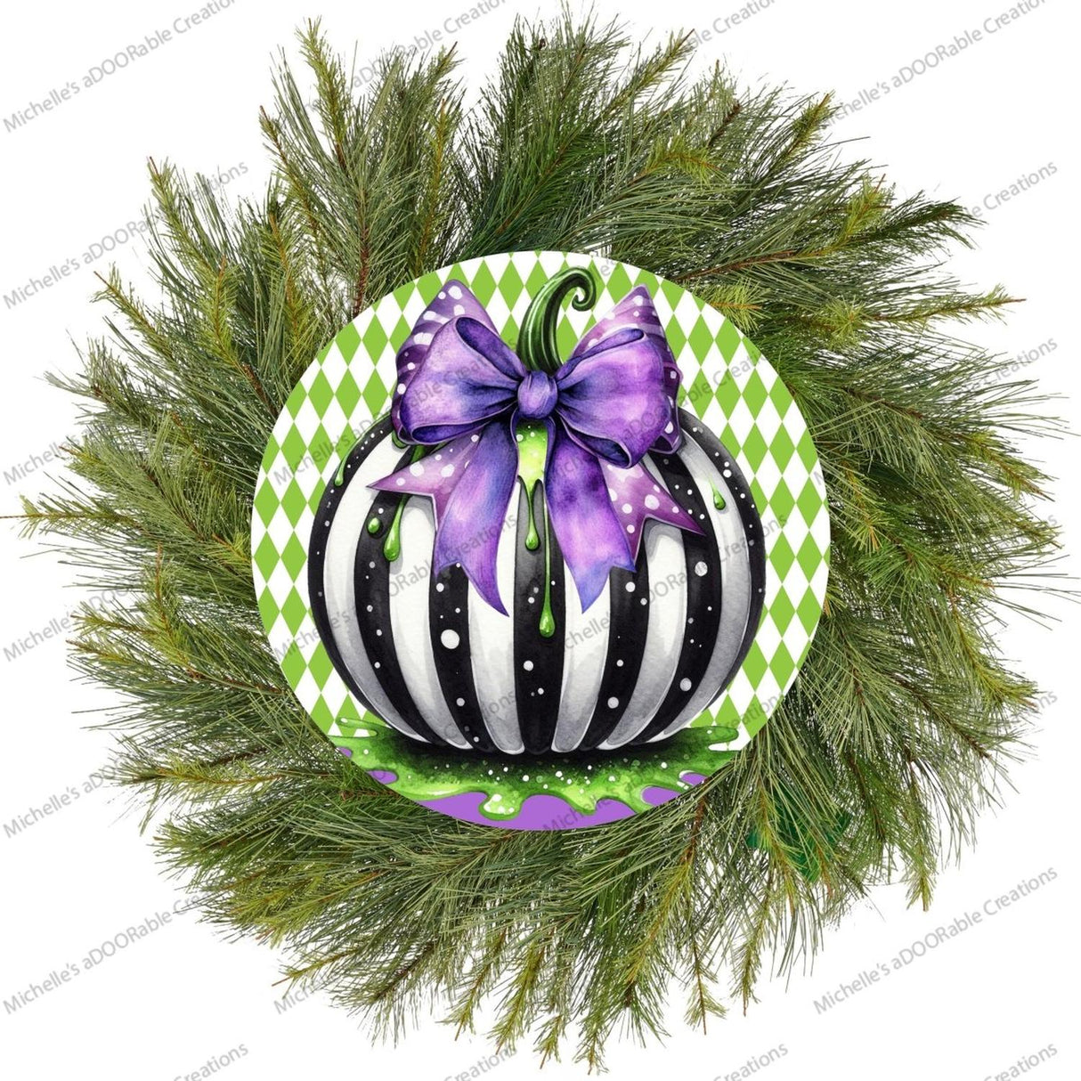 Halloween Zombie Black White Pumpkin Sign