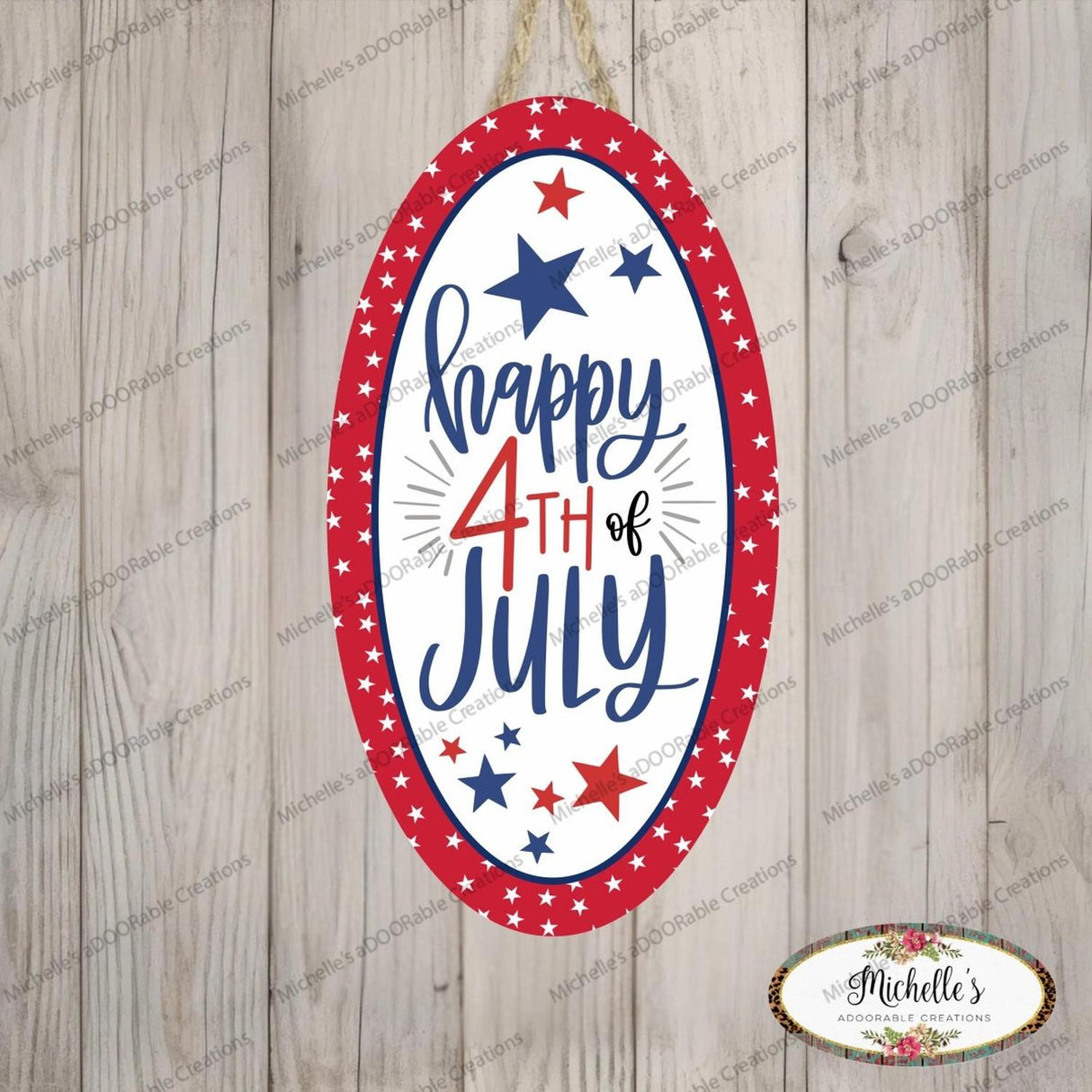 Happy 4th of July Oval Sign