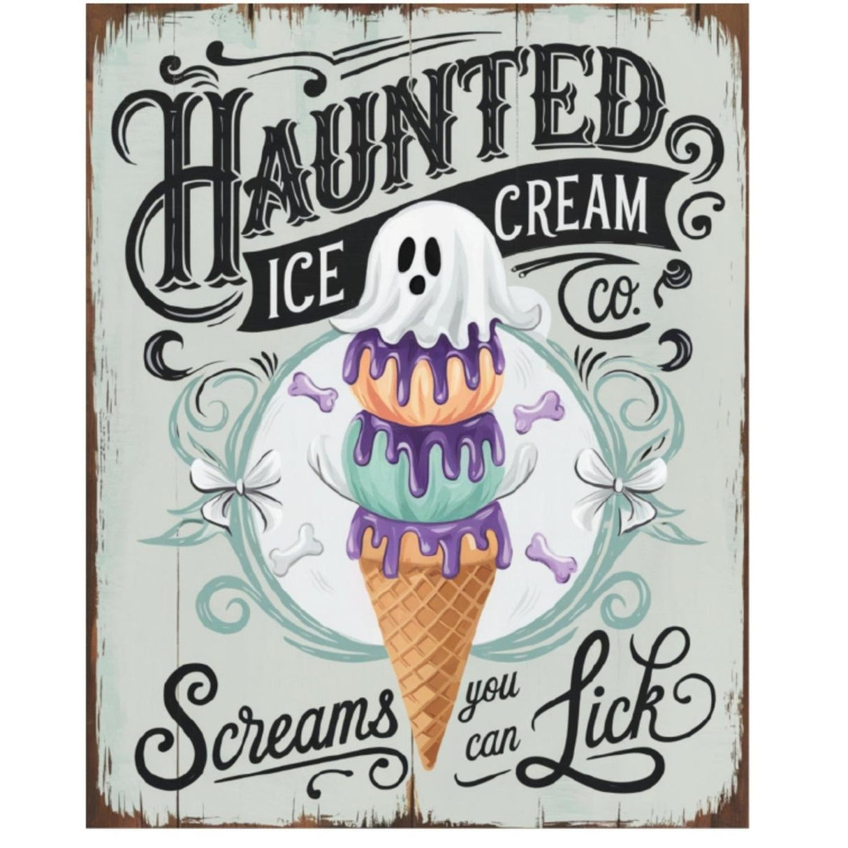 Haunted Ice Cream Halloween Sign