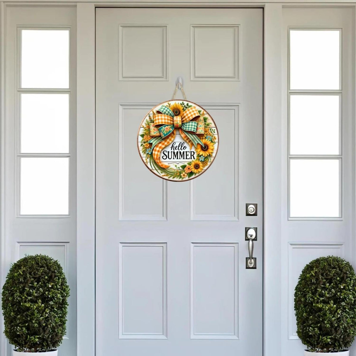 Hello Summer Sunflower Bow Sign