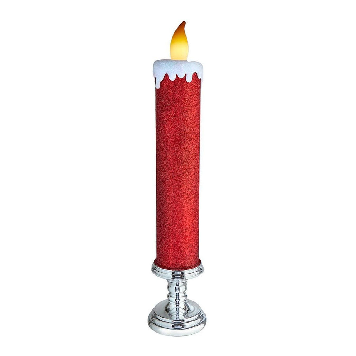 Kurt Adler 19.63-Inch Battery Operated Red Glittered Candle