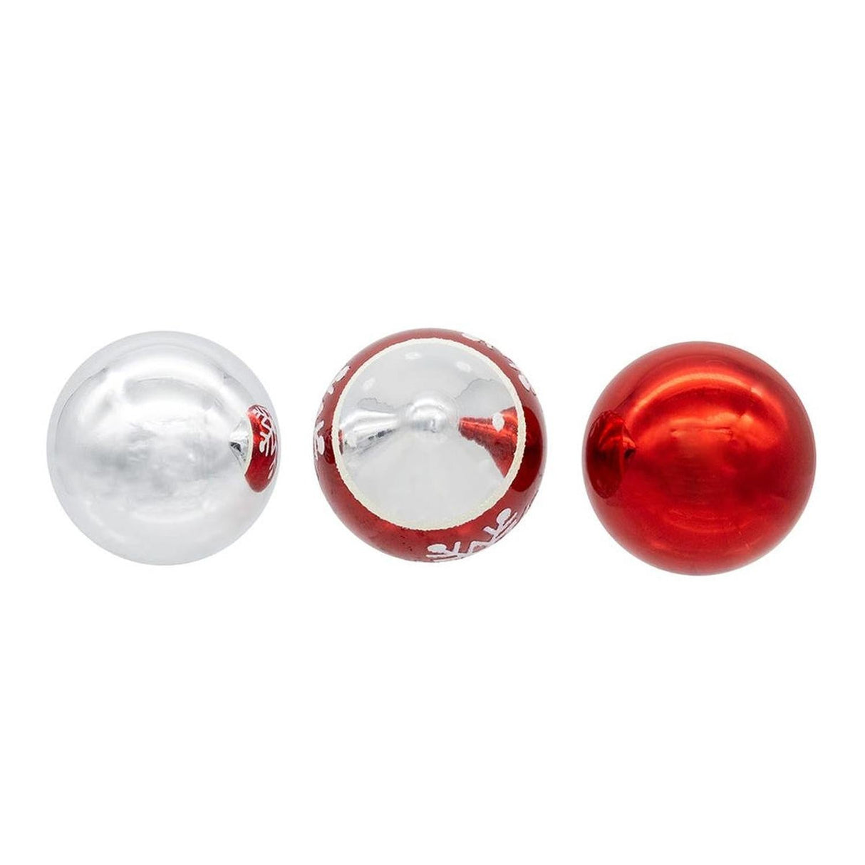 Kurt Adler 35MM Glass Red and Silver With Snowflake Ball 12-Piece Set