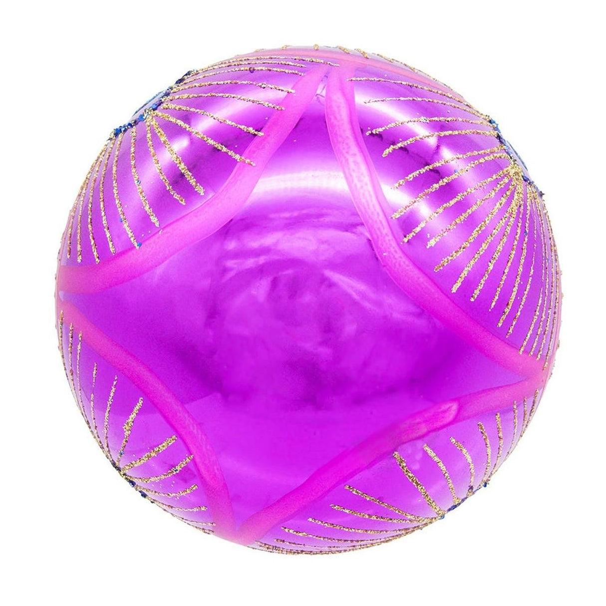 Kurt Adler 80MM Glass Purple and Blue Peacock Ball Ornaments, (Set of 6)