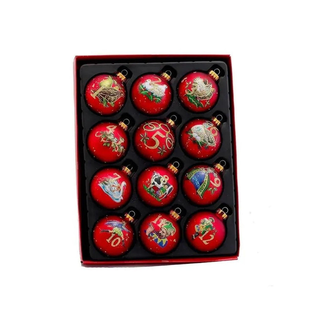 Kurt Adler Twelve Days Of Christmas Glass Ball Ornaments