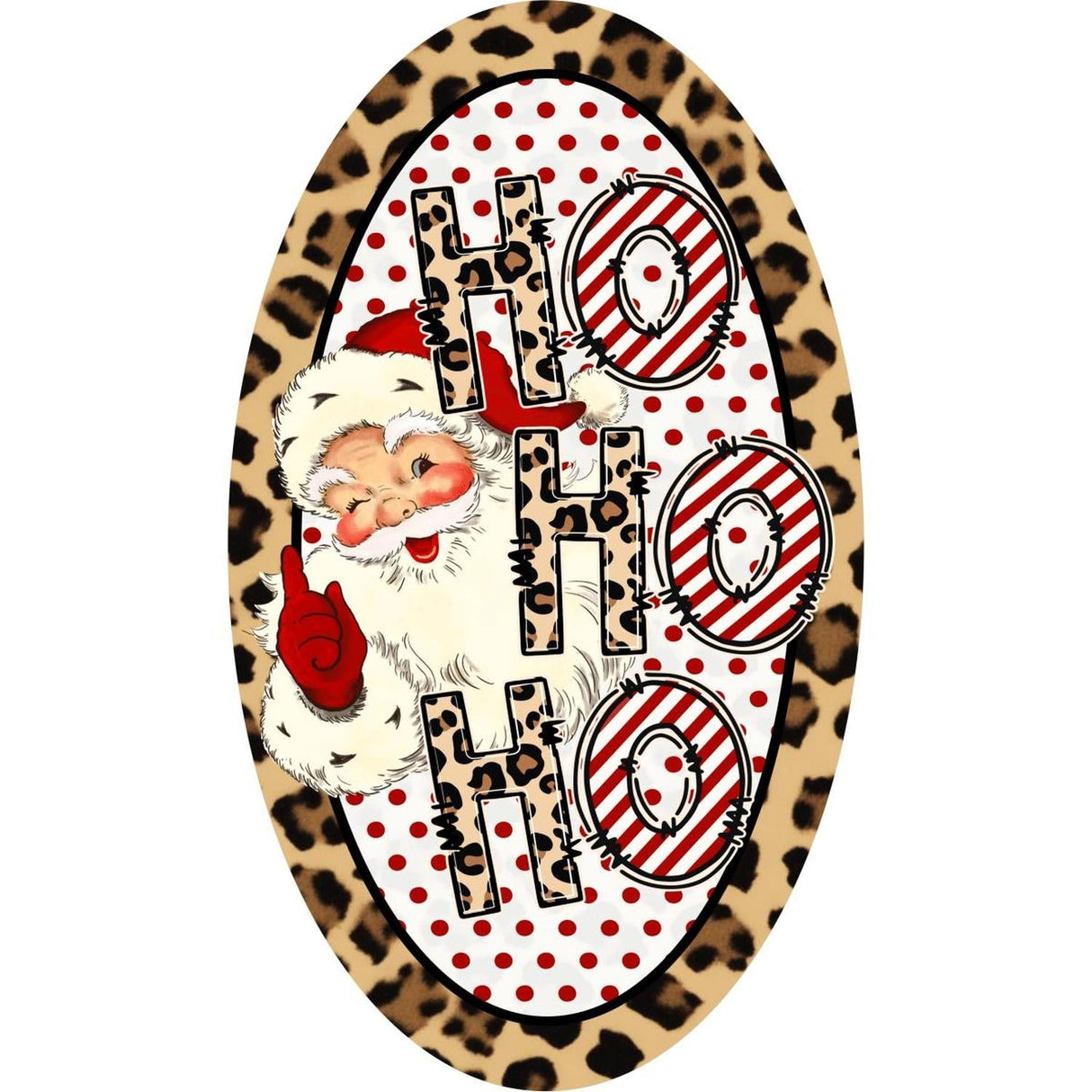 Leopard Santa Ho Ho Ho Oval Sign