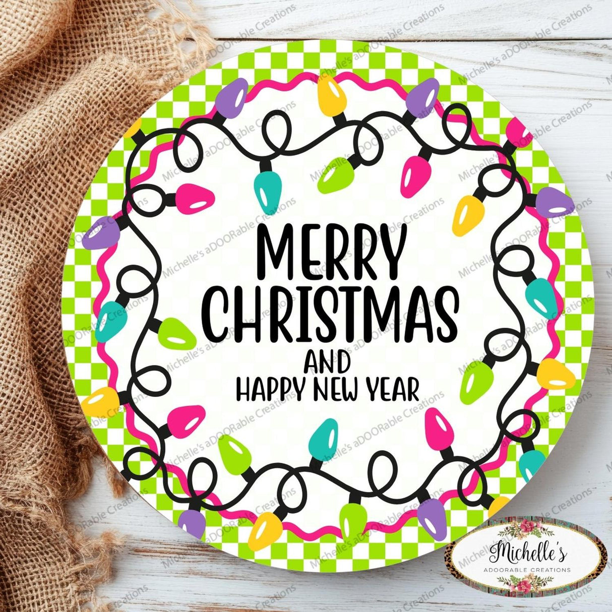 Merry Christmas New Year Pastel Lights Sign