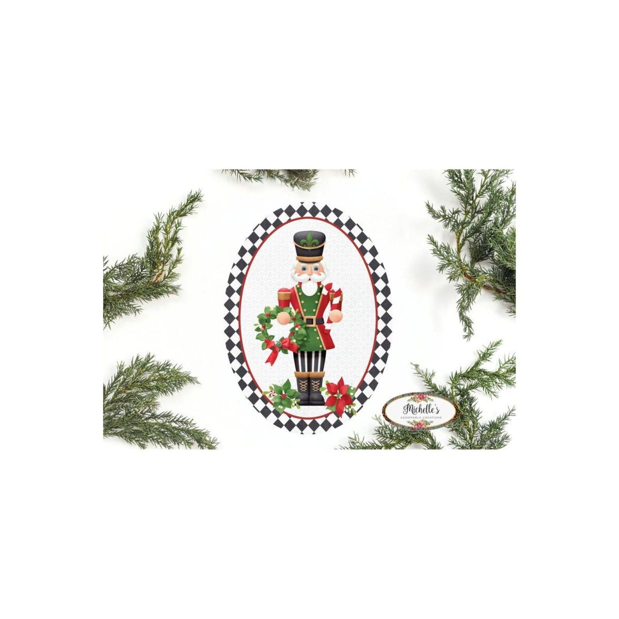 Oval Harlequin Nutcracker Sign - Wreath Enhancement