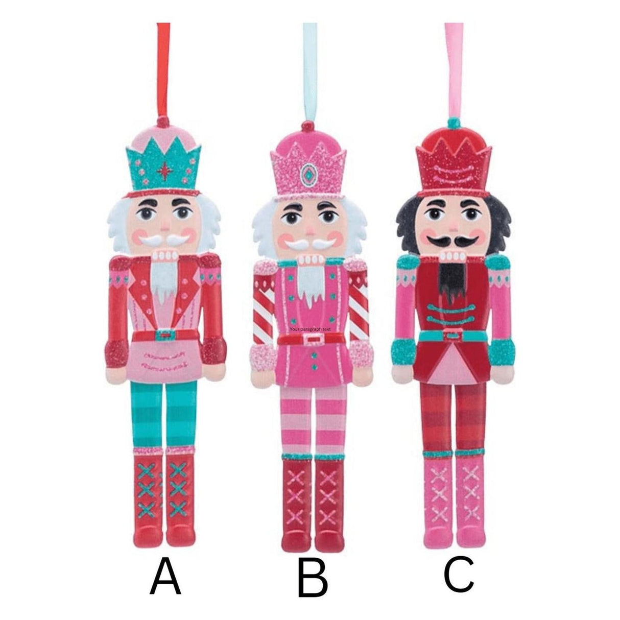 Pink and Red Tin Nutcracker Ornament