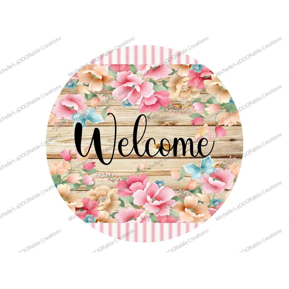 Pink Floral Blossom Welcome Sign
