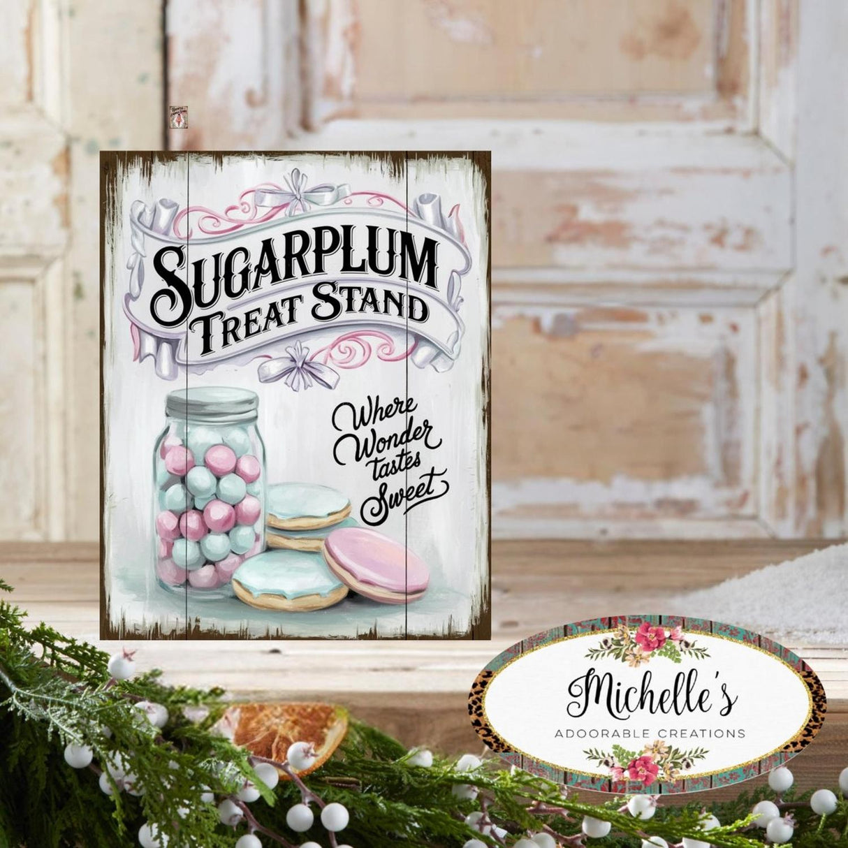 Sugarplum Treat Stand Christmas Sign