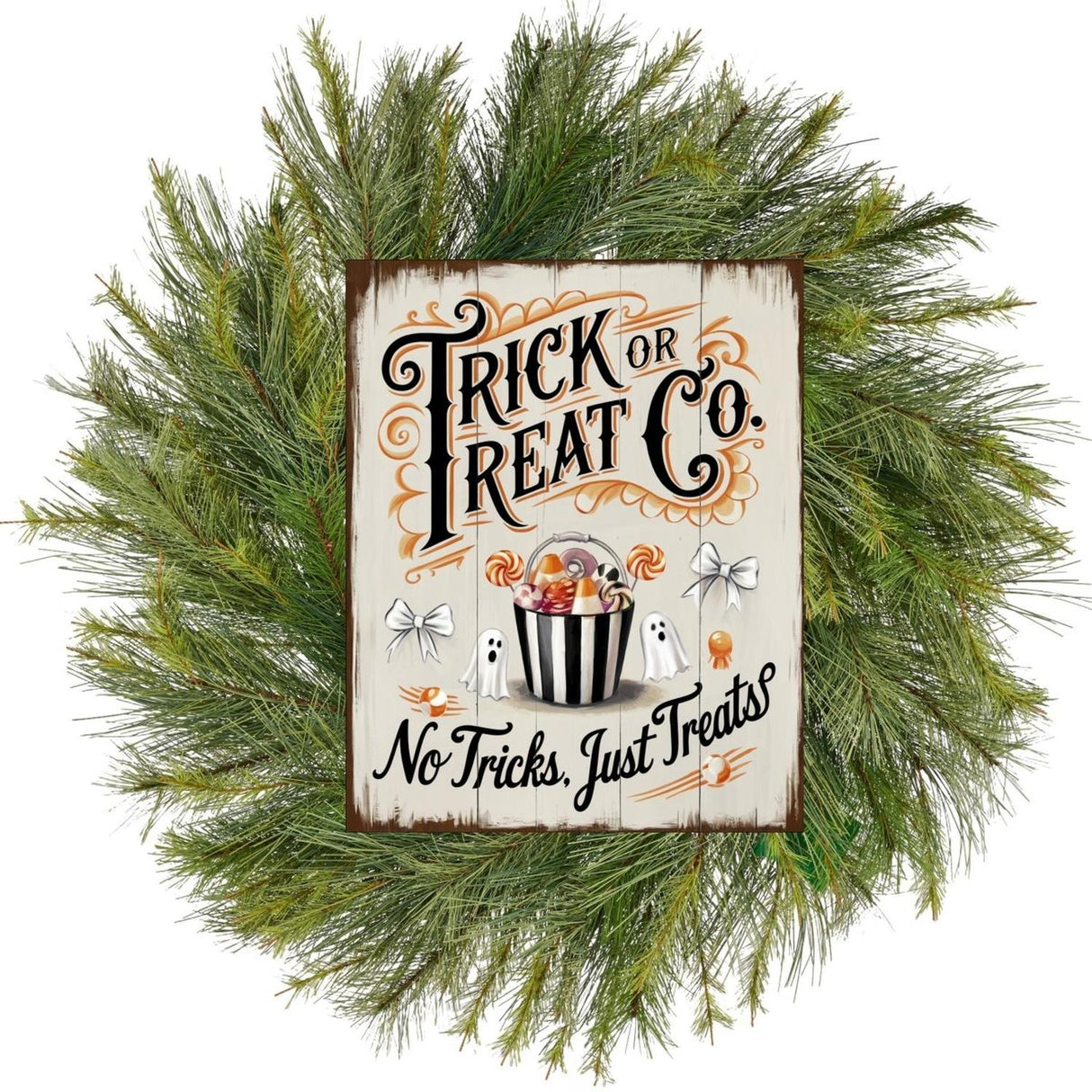Trick or Treat Co, Just Treats Halloween Sign