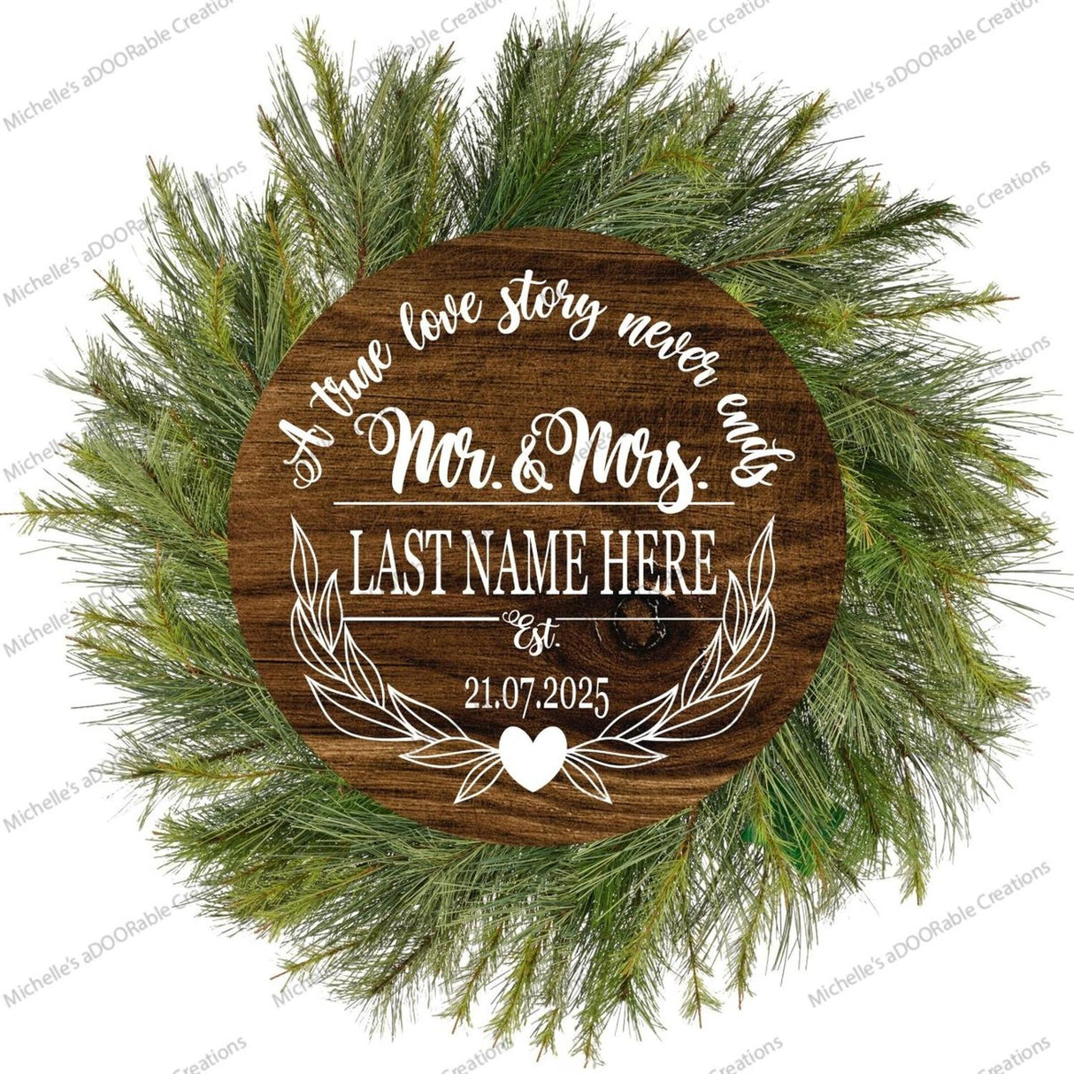 True Love Story Wedding Round Sign