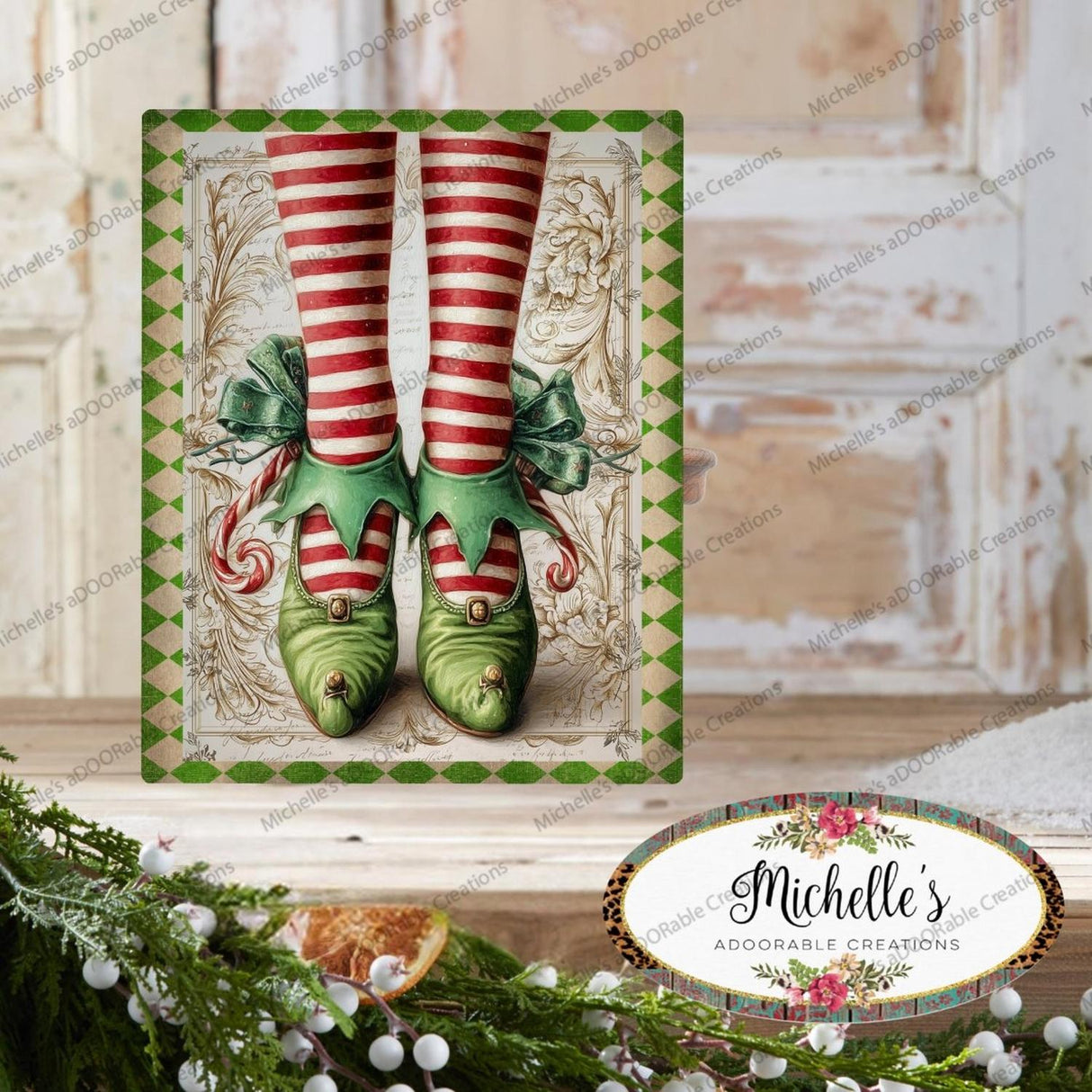Vintage Elf Legs Metal Sign