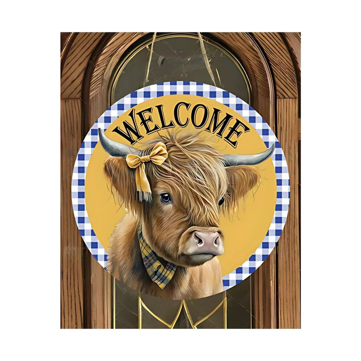 Welcome Highland Cow Round Sign