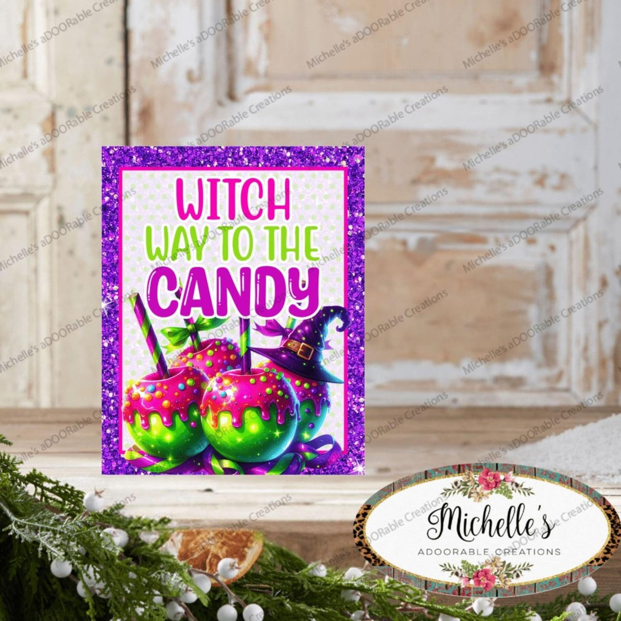 Witch Way To The Candy Apple Sign