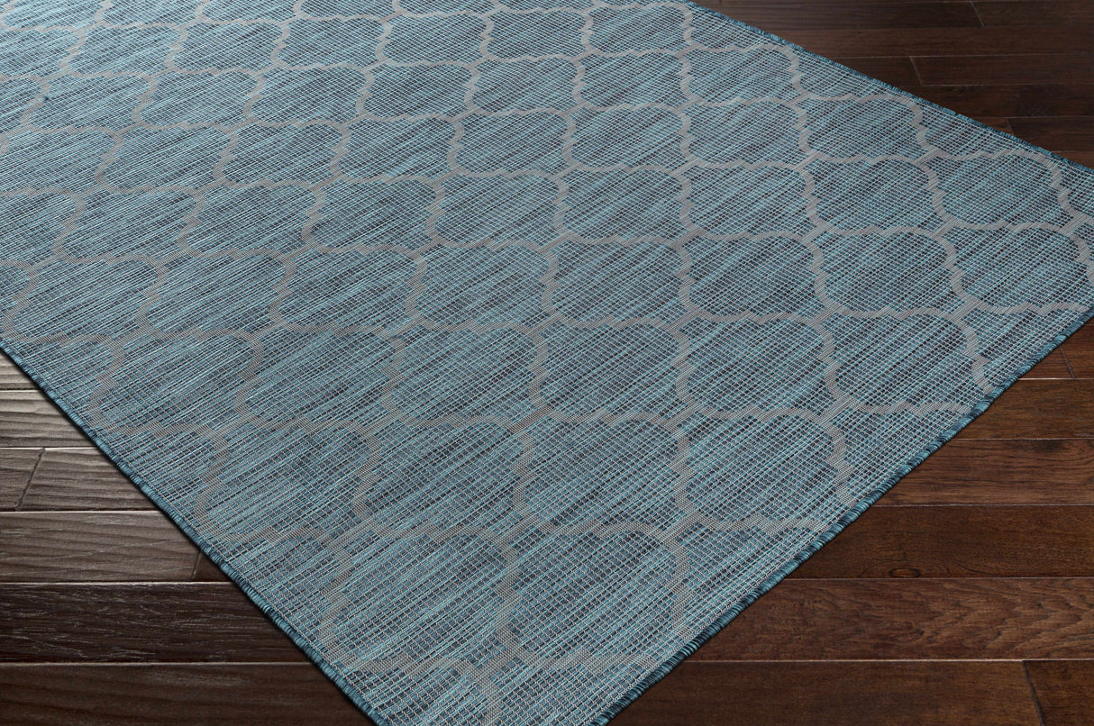 Unique Outdoor Trellis Area Rug, Teal - Clearance