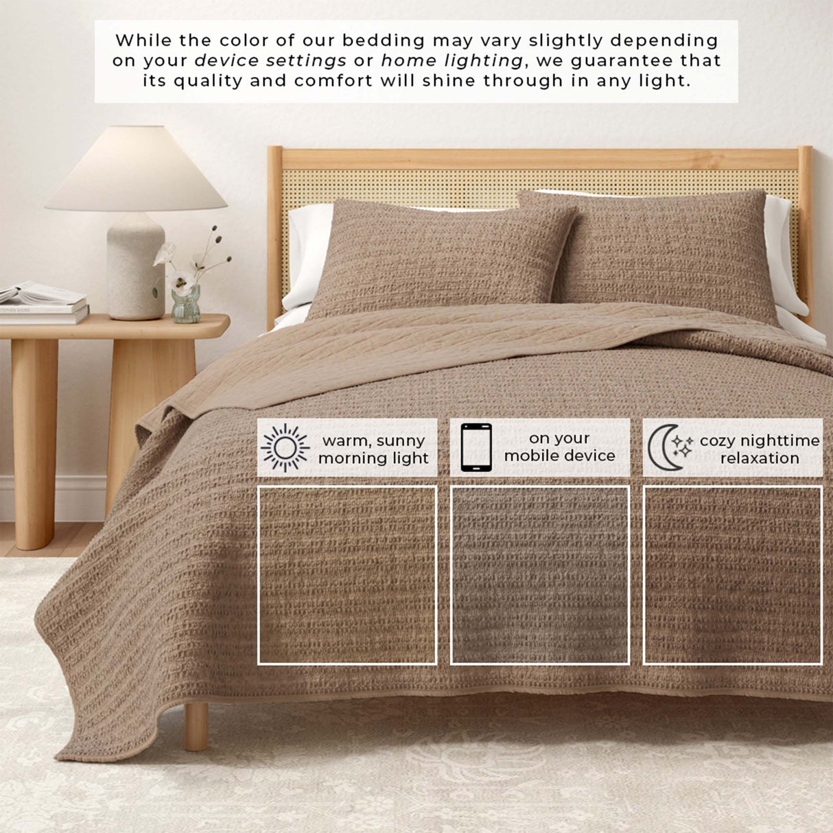 100% Cotton Honeycomb Waffle Garment Washed Quilt Set - Genevieve Collection