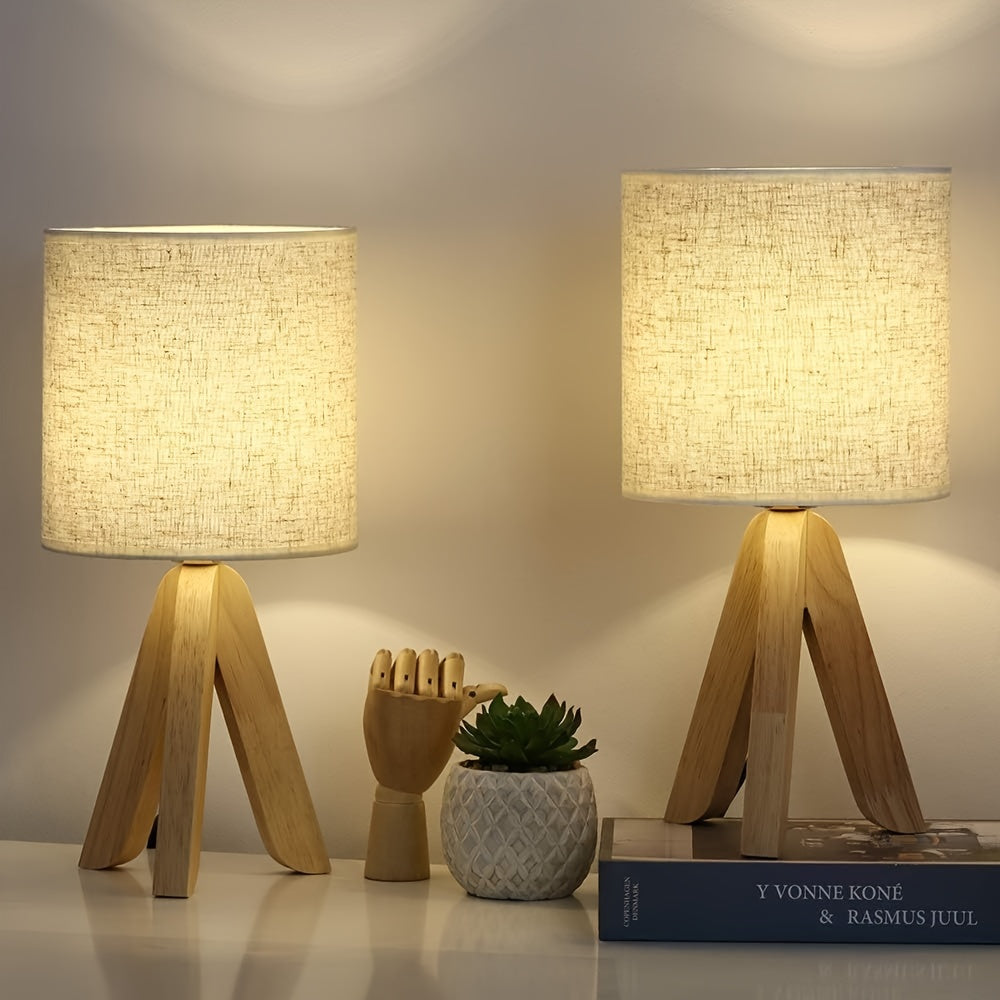 Cute Tripod Table Lamp with Fabric Shade for Desk Bedroom Dorm or Nightstand