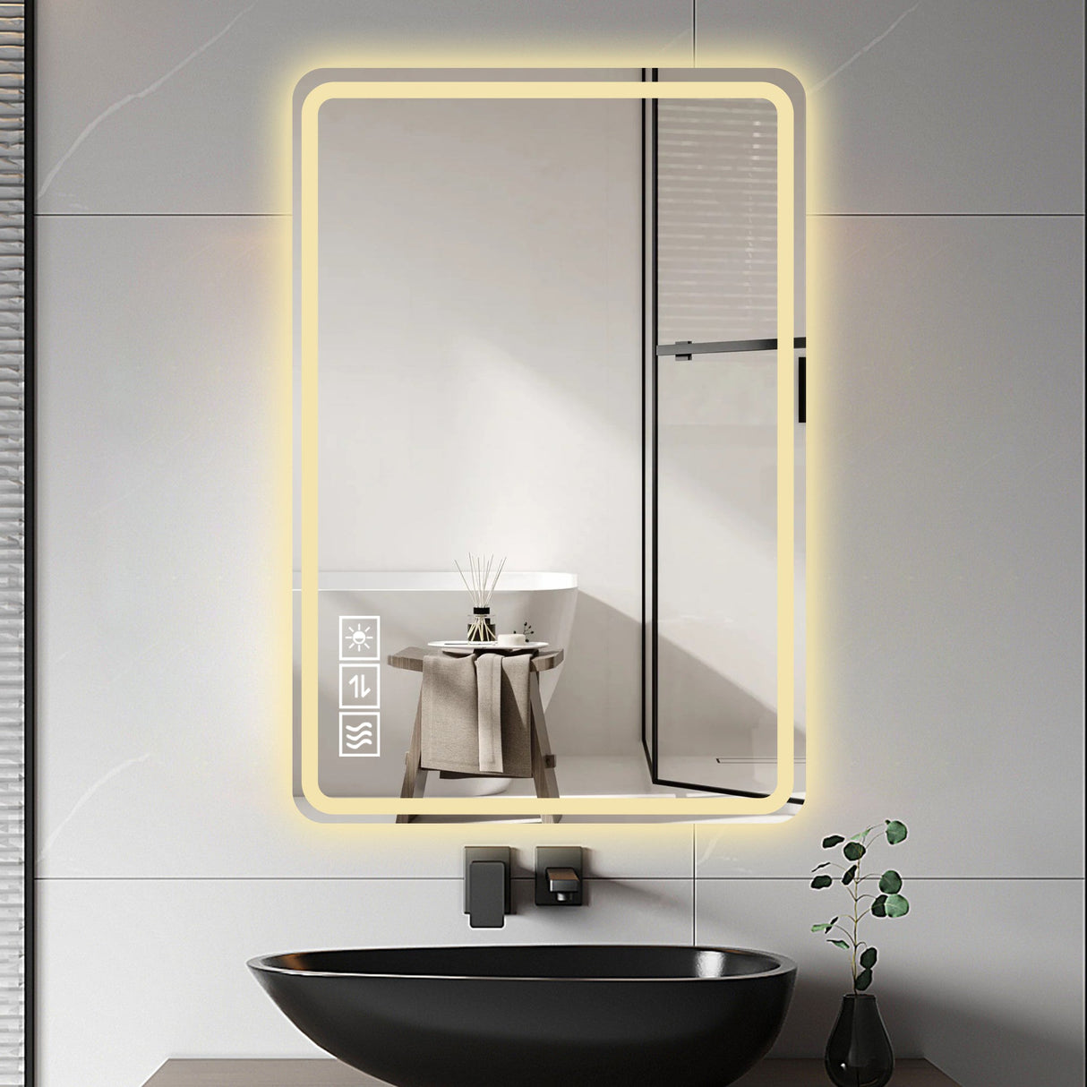 24X40 Inch LED Bathroom Mirror Vanity with Front Lights