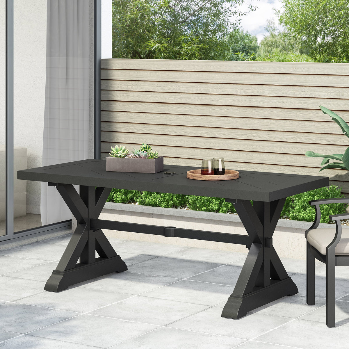 Outdoor Aluminium Dining Table, Antique Matte