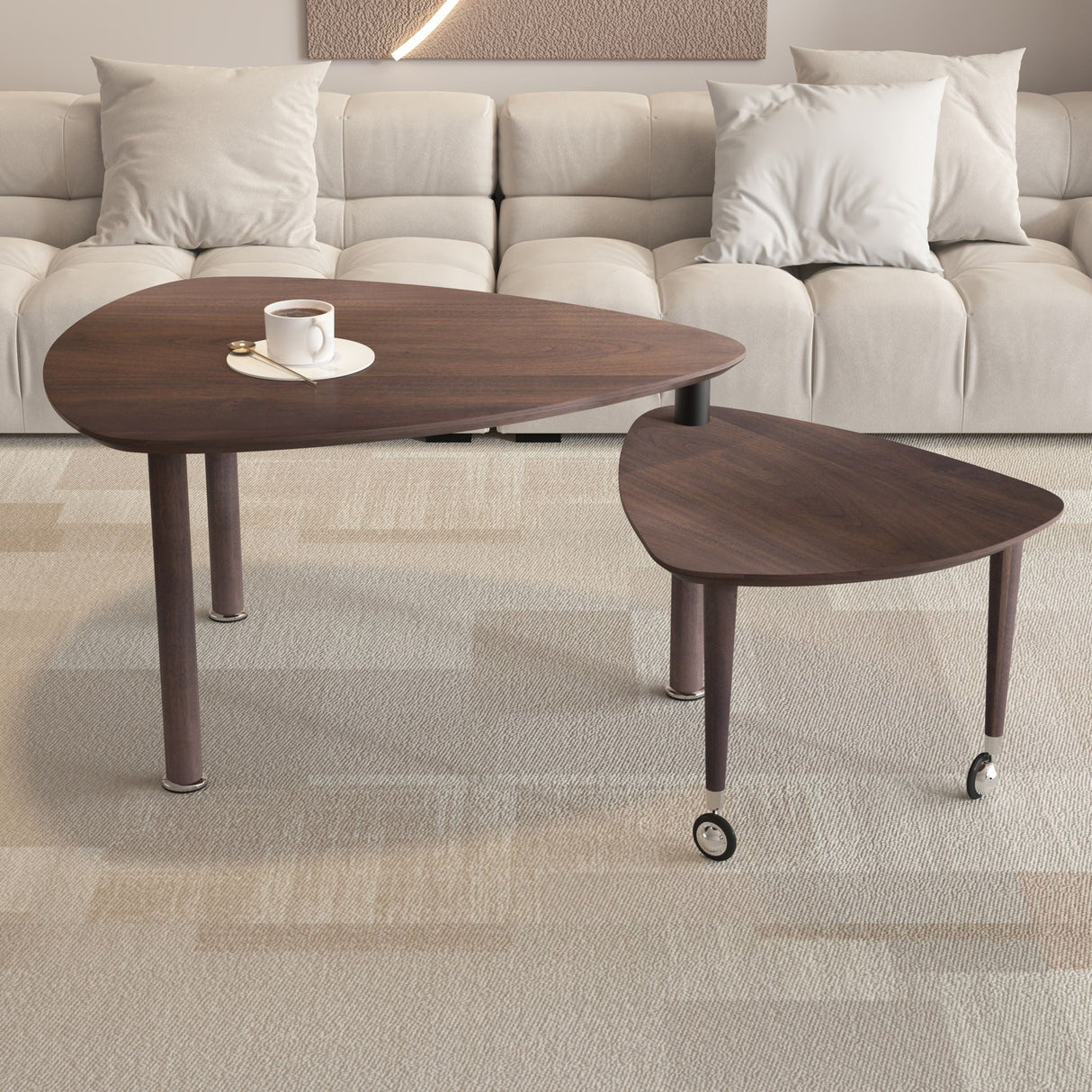 360 Degree Rotatable Coffee Table With Solid Legs