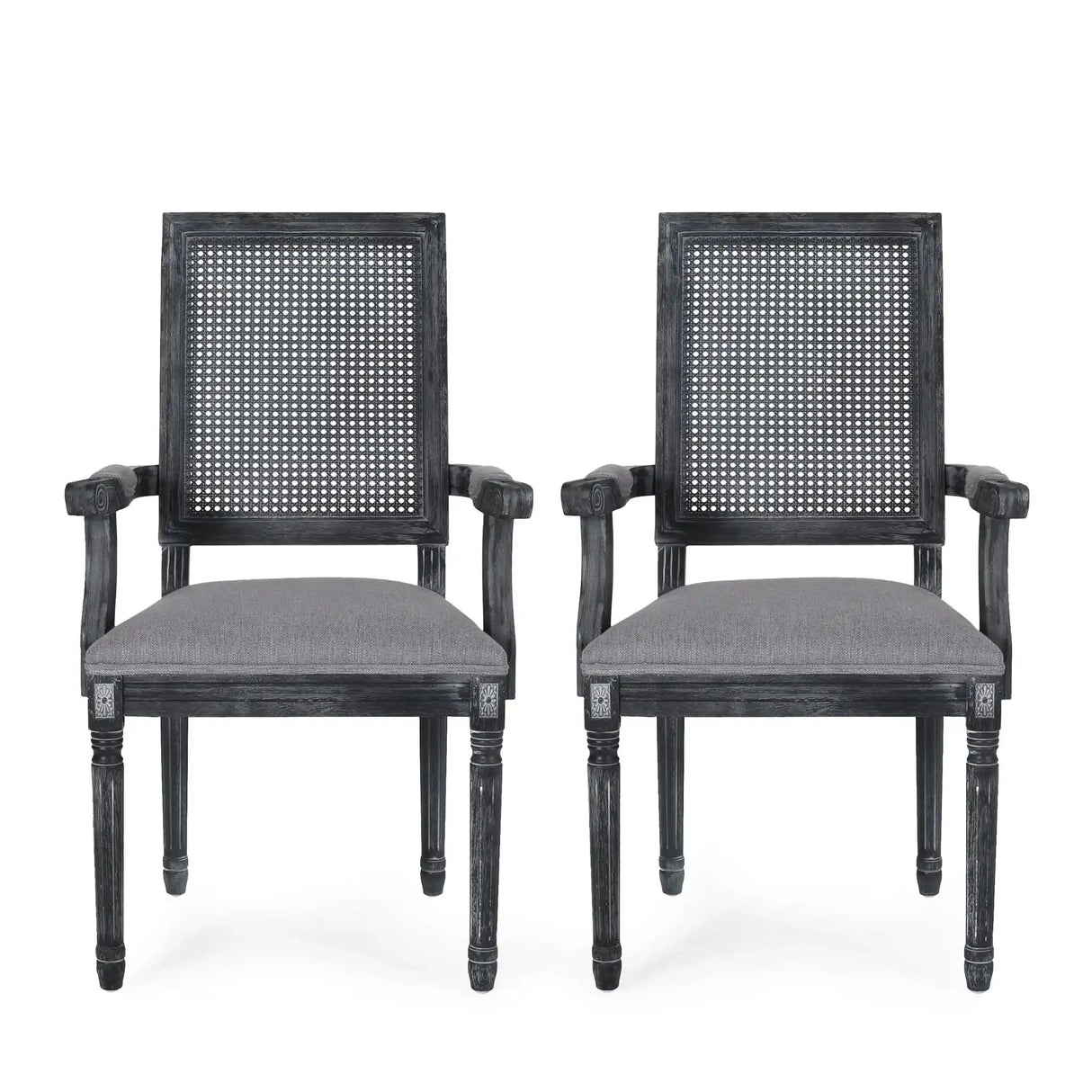 Elegant French Country Style Dining Chair With Cane Backrest