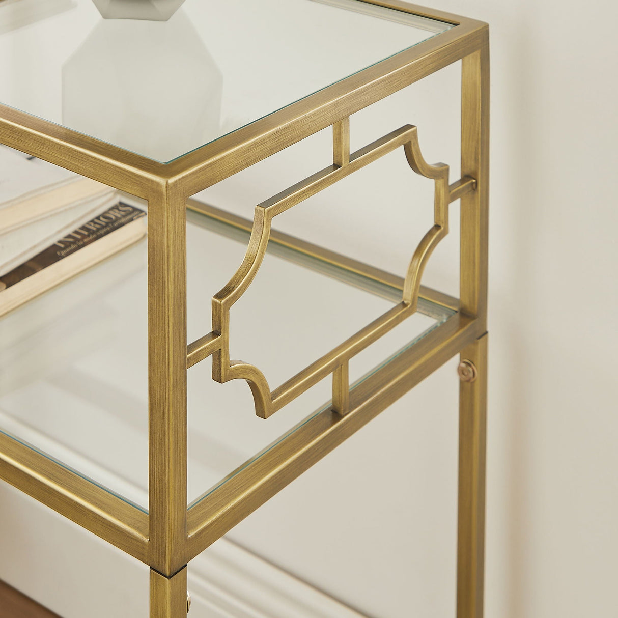 Grifton - Rectangular Glass Accent Table - Antique Gold