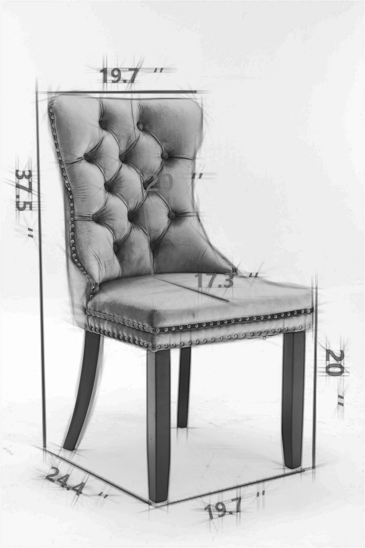 Nikki Collection Modern Tufted Velvet Upholstered Dining Chair - 2 Pieces, Khaki
