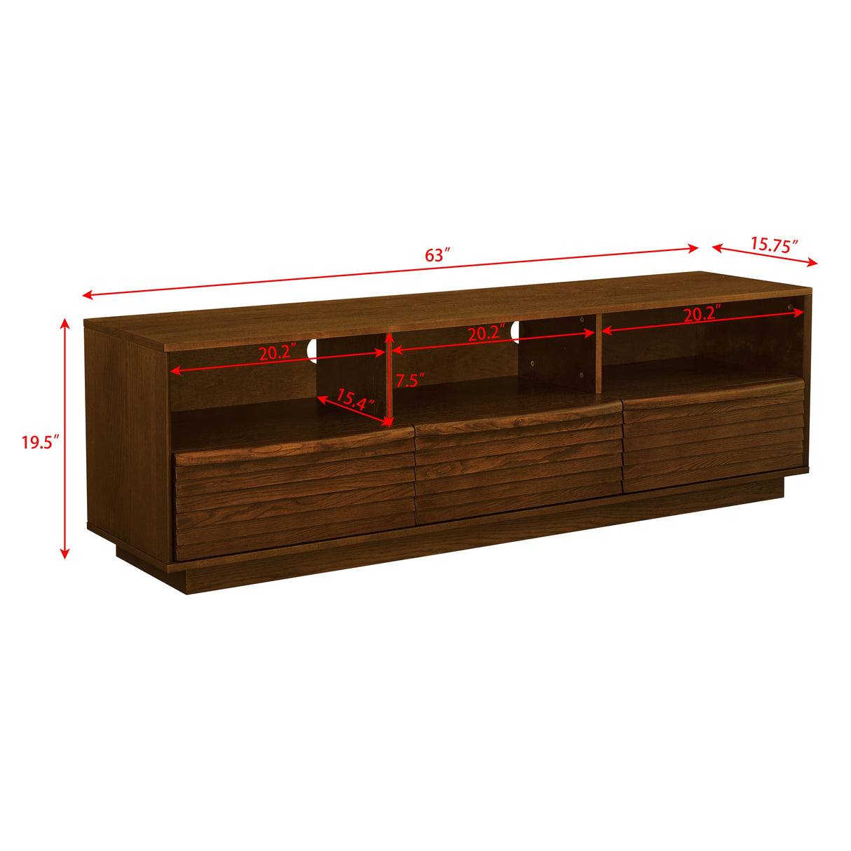 63' Mid-Century Modern TV Stand for TVs up to 75' Walnut