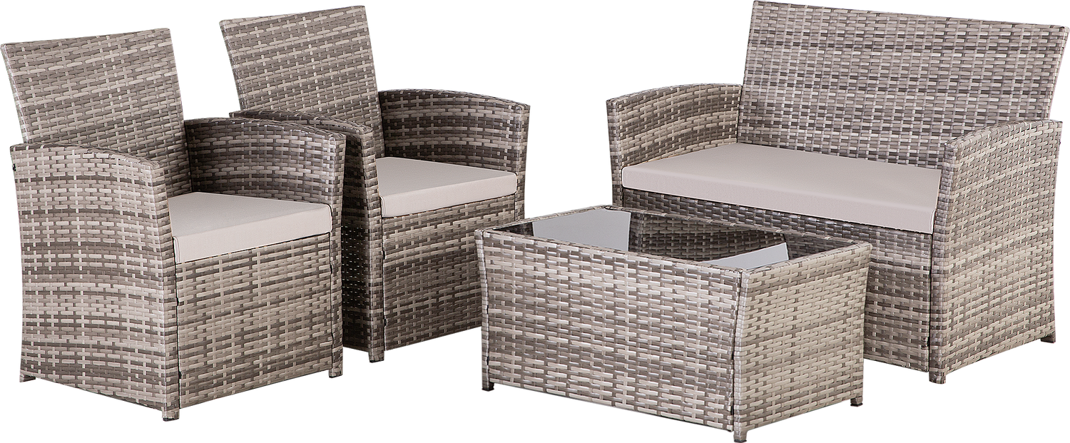 4 Piece All-Weather Rattan Outdoor Sectional Set with Cushions