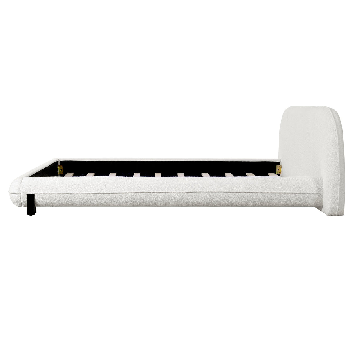King Size Bed Frame with Boucle Fabric and Thick Headboard
