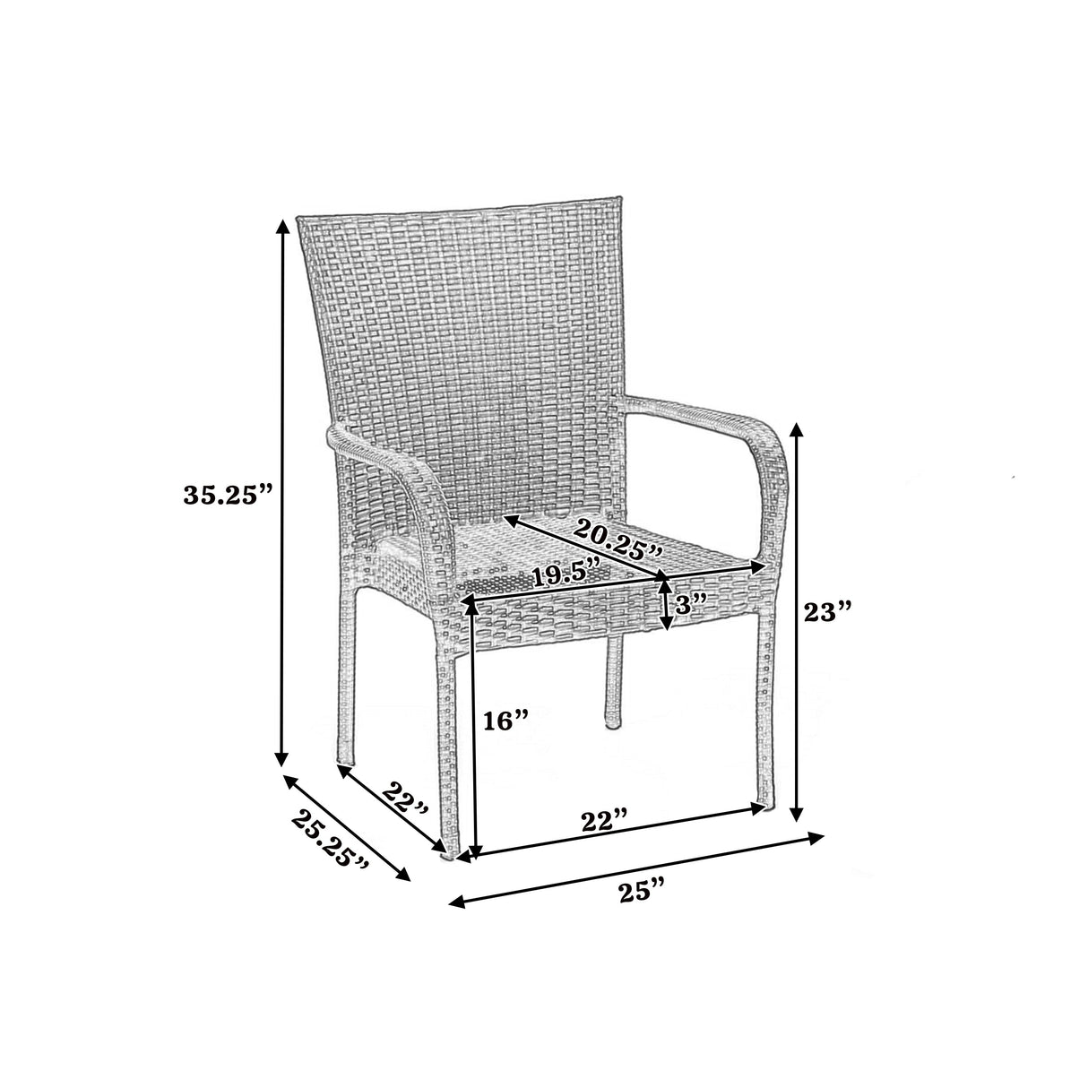 Littleton Grey PE Wicker Stacking Chair Set of 2