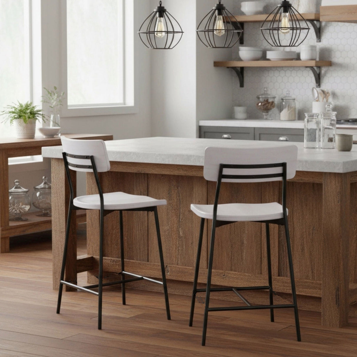 Badin - Counter Stool - White Washed