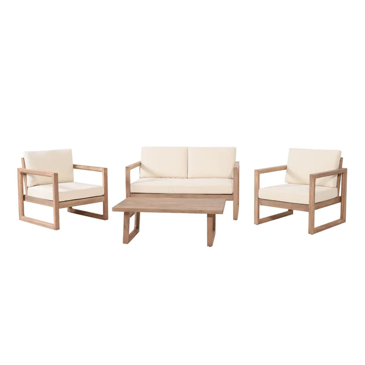 4-Piece Acacia Wood Patio Furniture Set