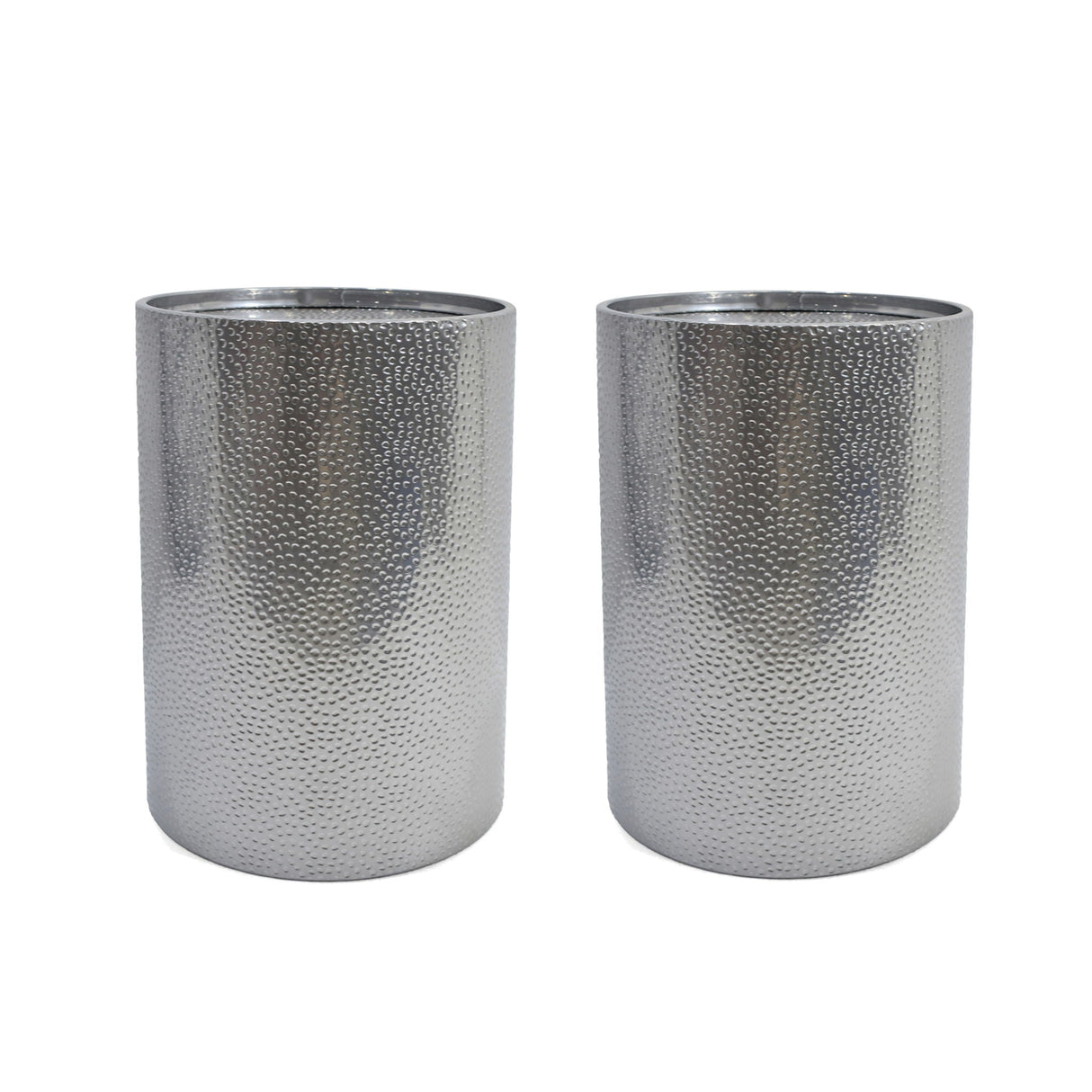 Modern Round Accent Table With Hammered Surface