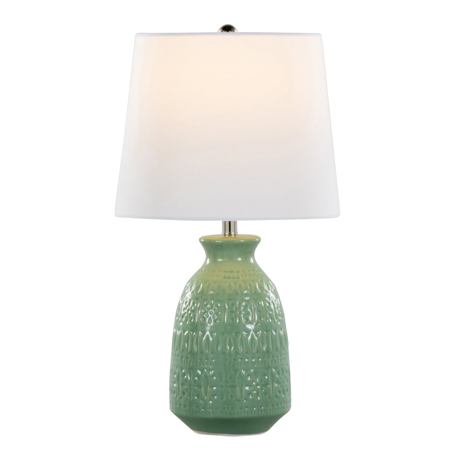 Balconee 20" Ceramic Table Lamp with Vase Shaped Base and Textured Pattern, Set of 2