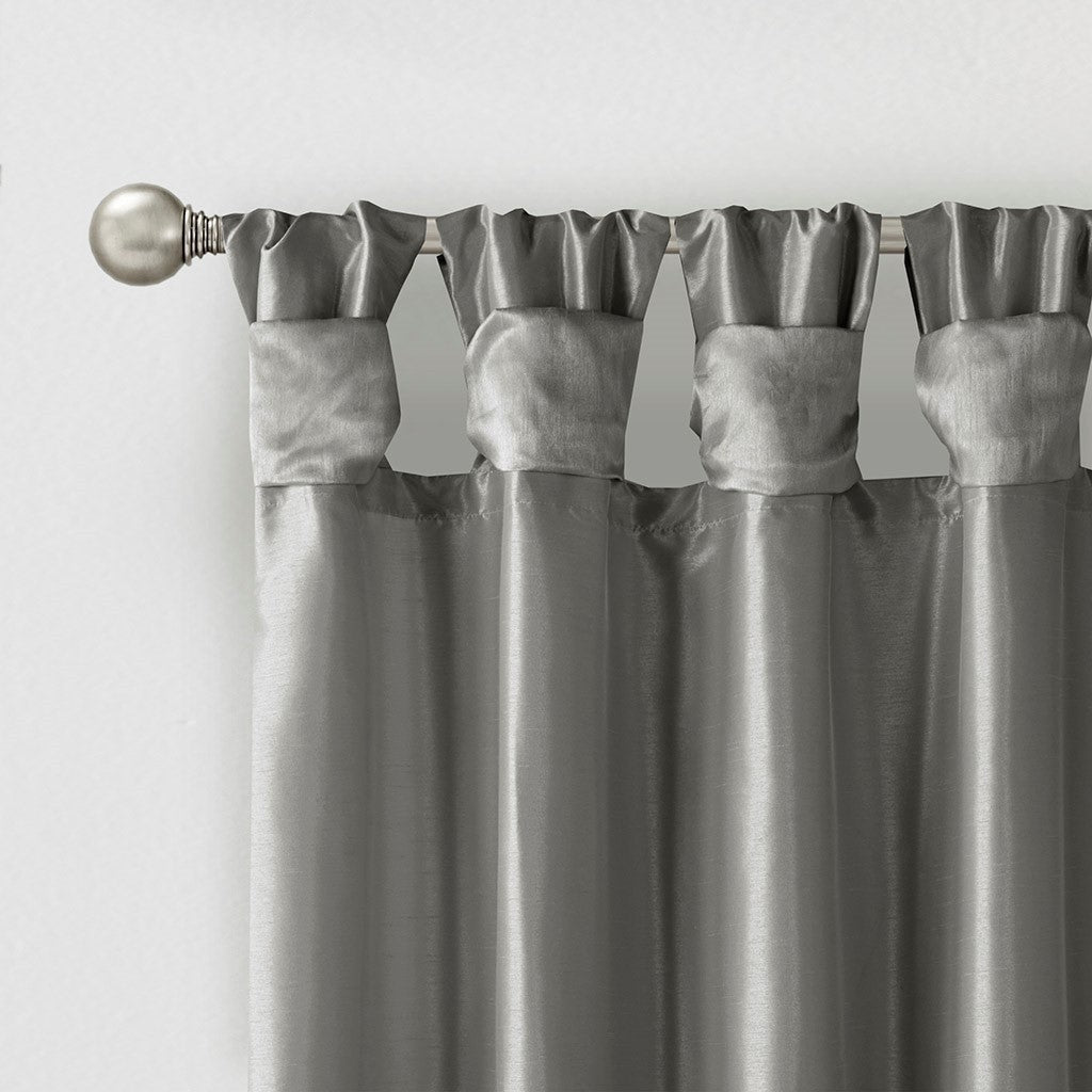 Twist Tab Lined Window Curtain Panel Charcoal 50x108"