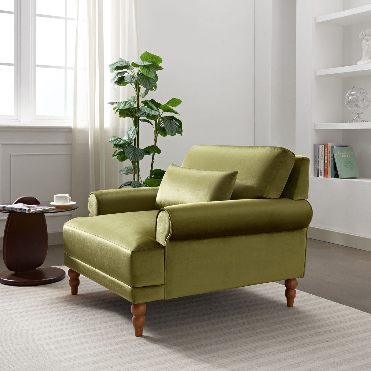 Elegant Circular Armrests Arm Chair with Ergonomic Lumbar Support